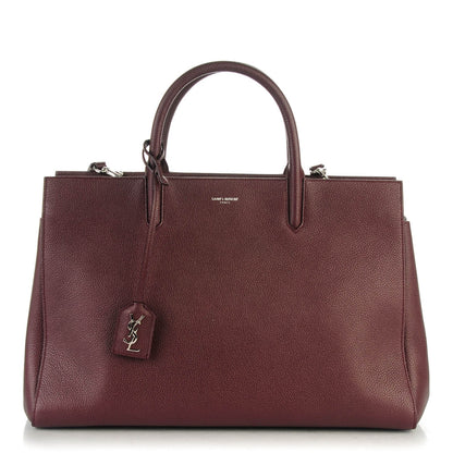 Saint Laurent Grained Calfskin Medium Cabas Rive Gauche Bordeaux 1 of 7