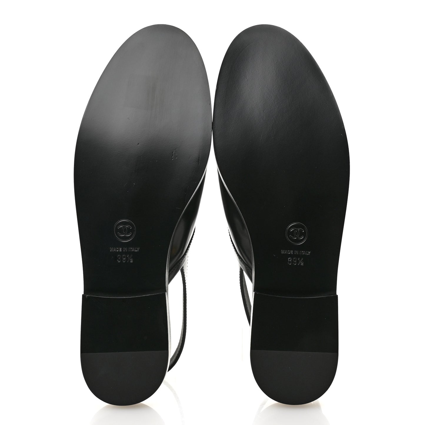 Shiny Calfskin Slingback Loafers 39.5  Black