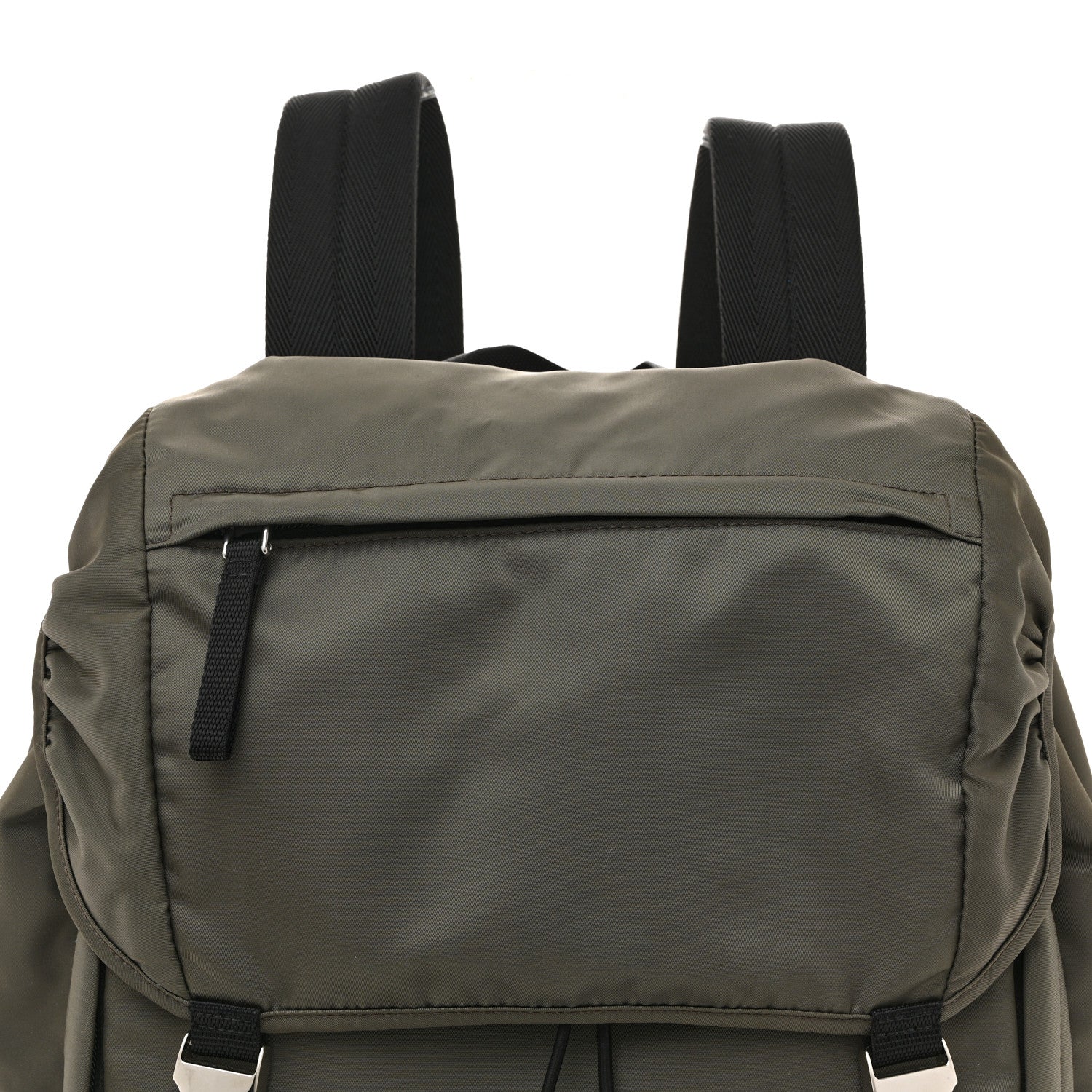 Prada Tessuto Nylon Montagna Double Buckle Backpack Militare