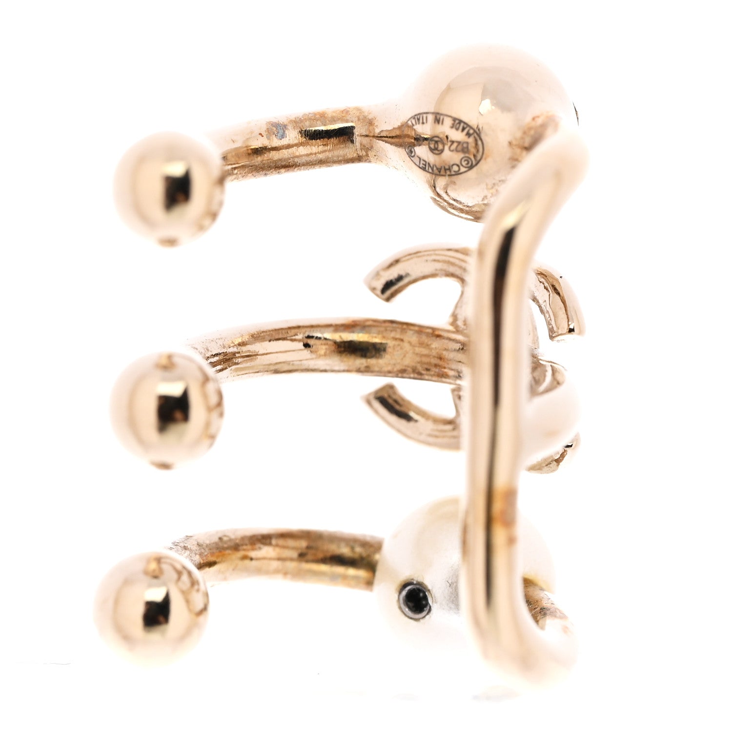 Chanel Pearl Crystal CC Single Ear Cuff Gold 3 of 4