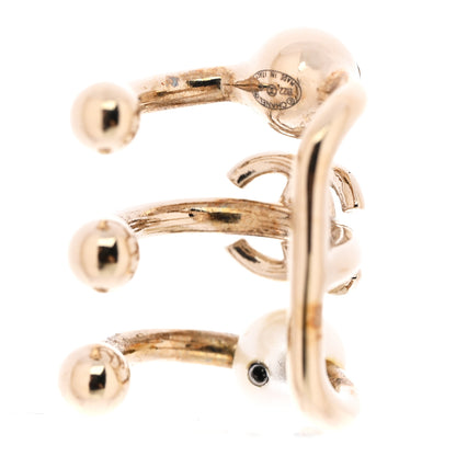 Chanel Pearl Crystal CC Single Ear Cuff Gold 3 of 4