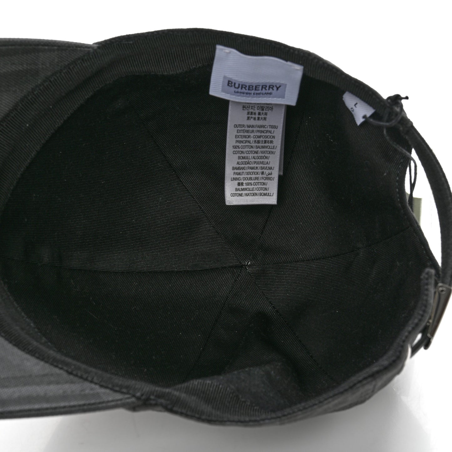 Cotton Check Baseball Hat L Charcoal
