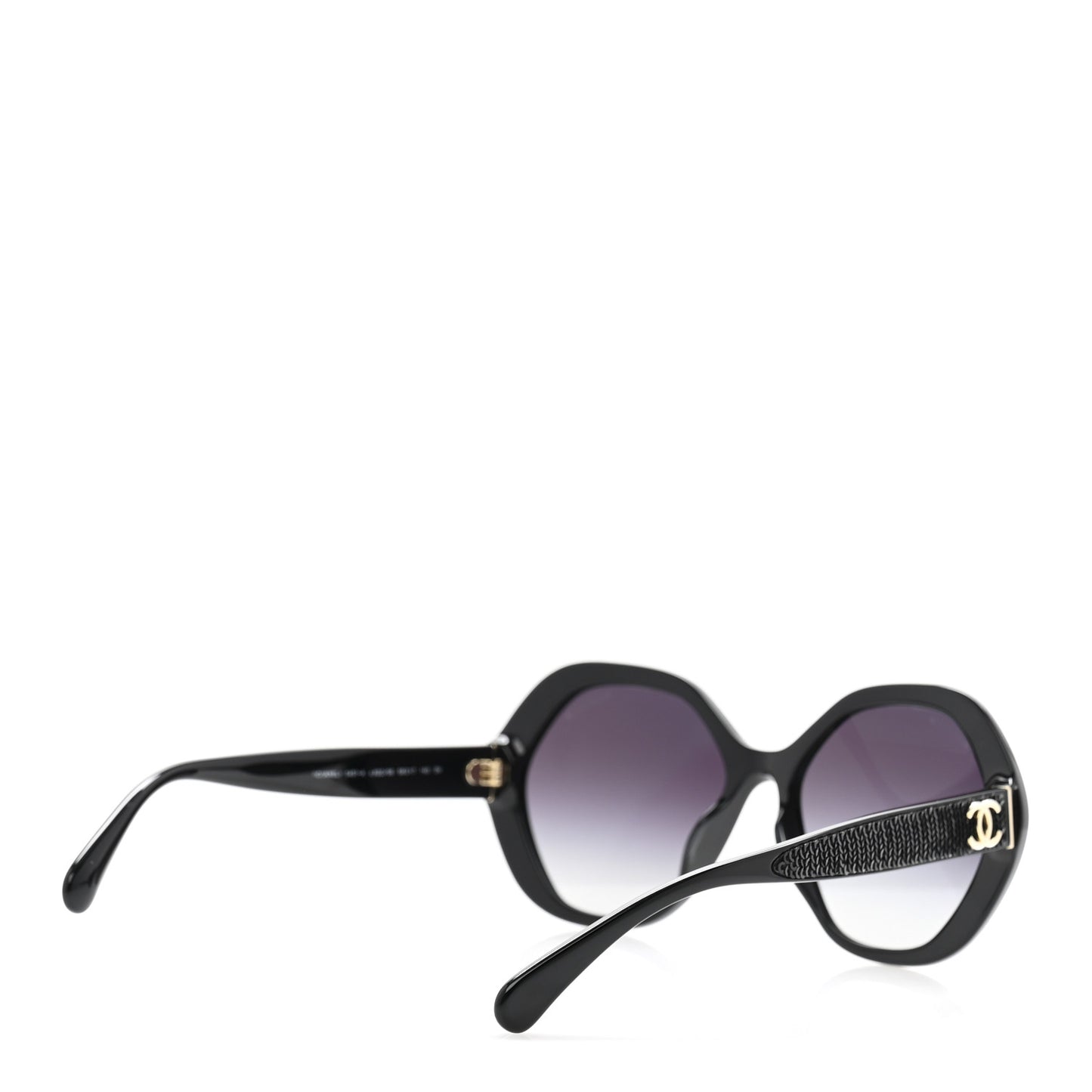Acetate Sequin Round Sunglasses 5451-A Black