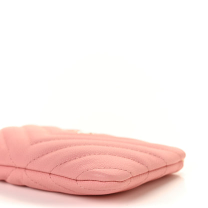 Chanel Flat Caviar Chevron Quilted Small Cosmetic Case Pink 9 of 10