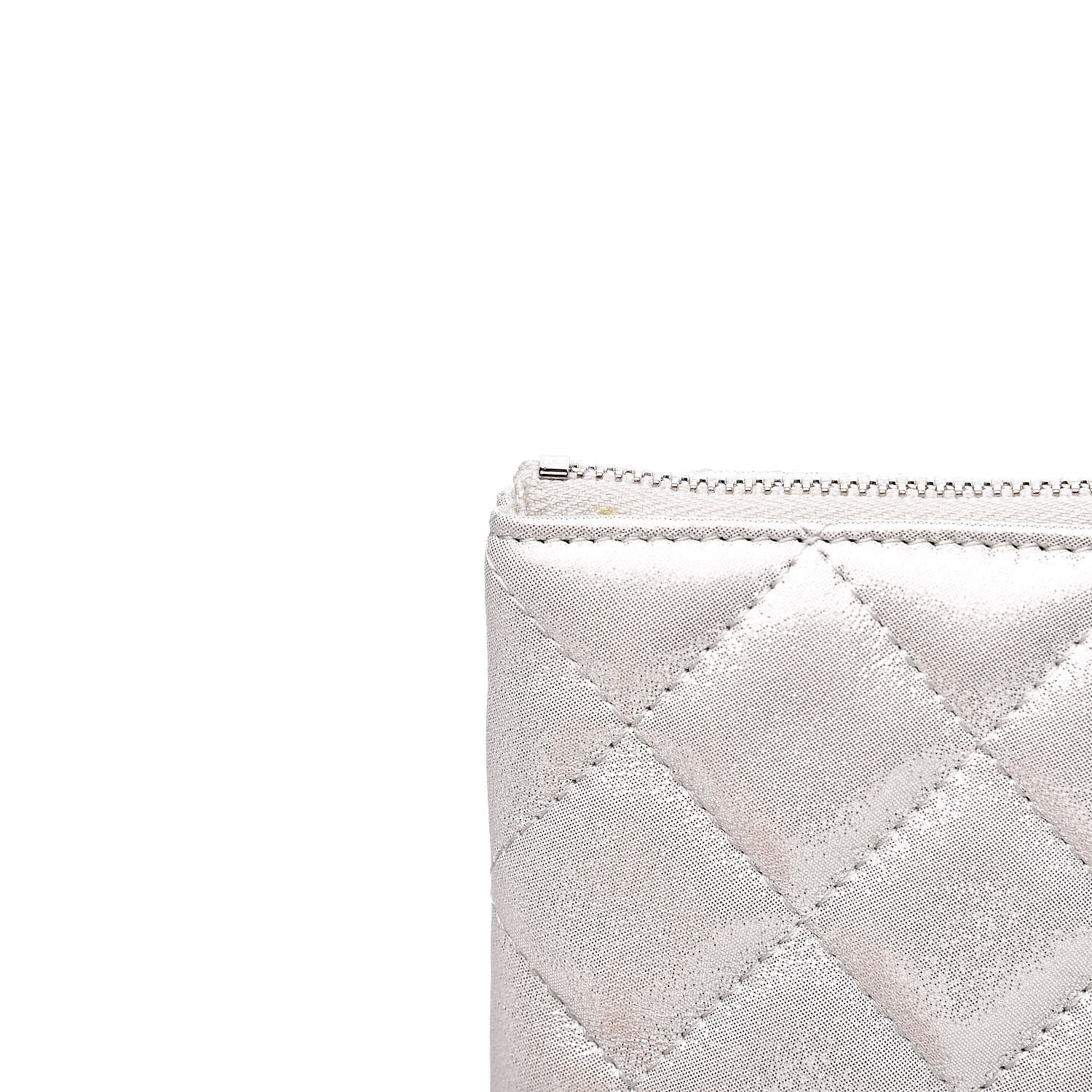 Chanel Metallic Lambskin Star Embossed Medium Cosmetic Pouch Light Silver 9 of 10