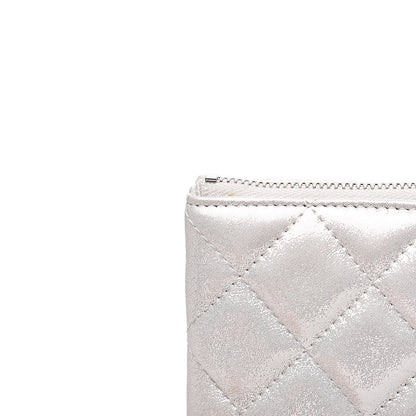 Chanel Metallic Lambskin Star Embossed Medium Cosmetic Pouch Light Silver 9 of 10