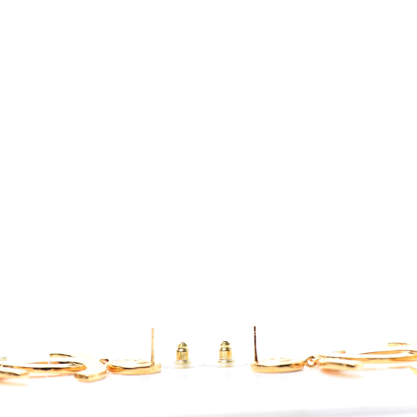 Metal Large Paris Button Earrings Gold