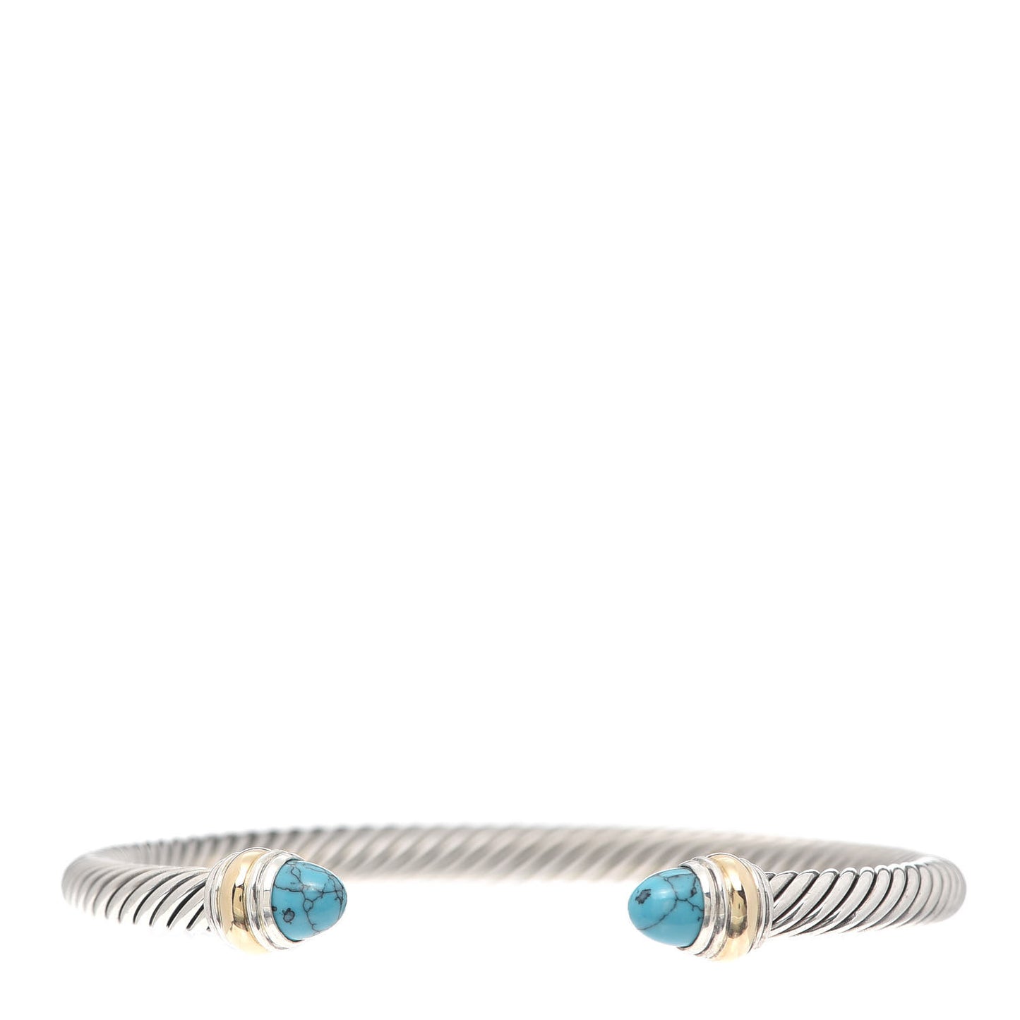 Sterling Silver 14K Yellow Gold Turquoise 5mm Cable Classics Bracelet