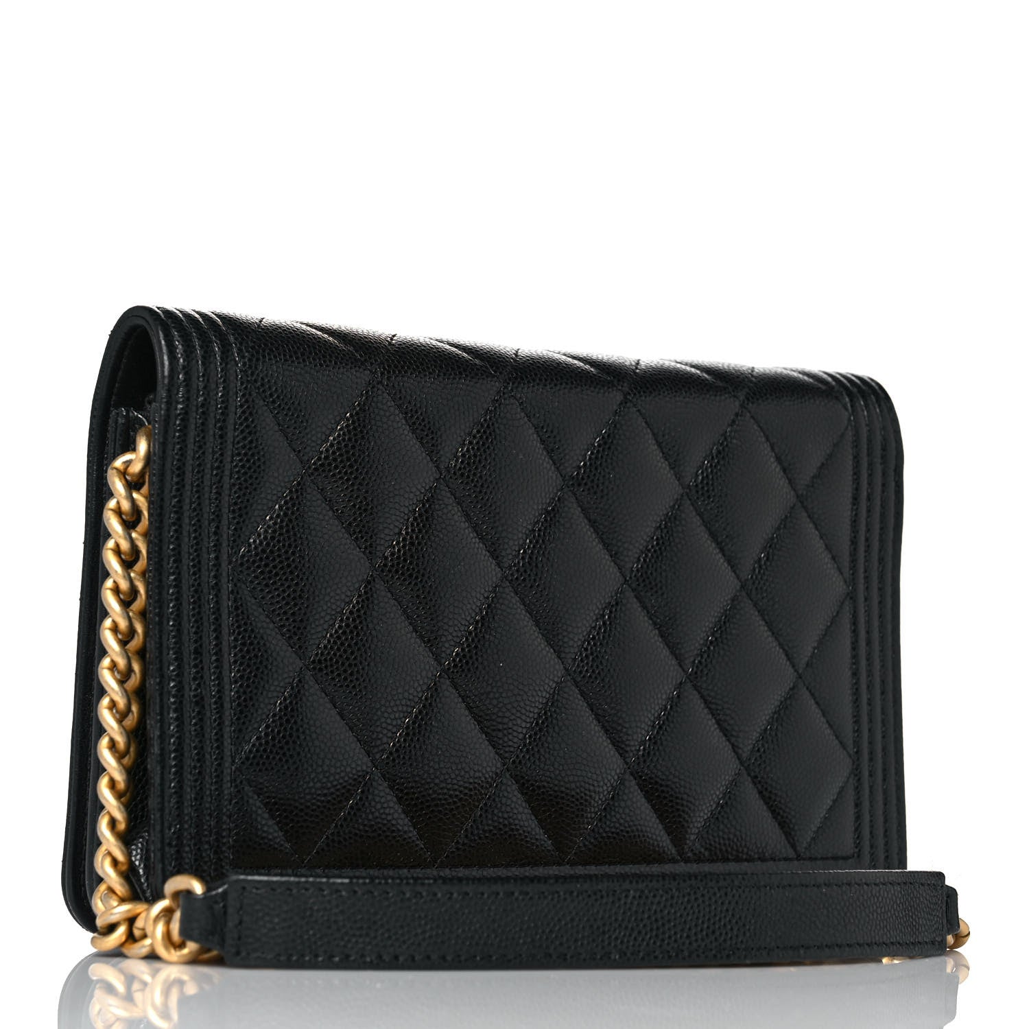Chanel Caviar Quilted Boy Wallet On Chain WOC Black 2 of 10