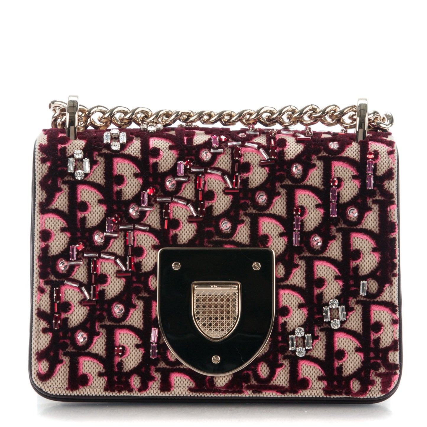Velvet Crystal Small Diorama Club Flap Bag Plum