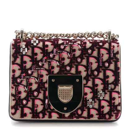 Christian Dior Velvet Crystal Small Diorama Club Flap Bag Plum 1 of 8