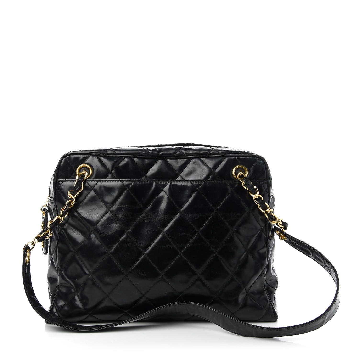 Chanel Patent Quilted Shoulder Bag Black 1 of 10