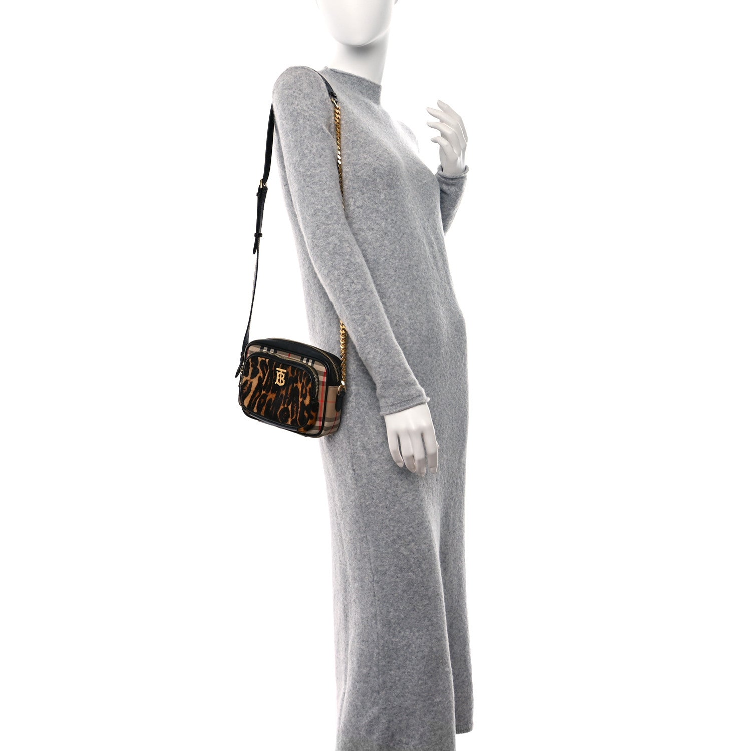 Burberry Vintage Check Calf Hair Leopard Print Small Camera Bag 2 of 8