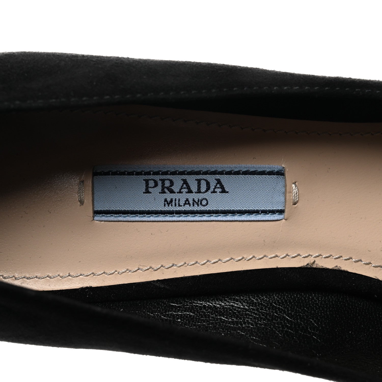 Prada Suede Block Heel Pump 38.5 Black 6 of 7