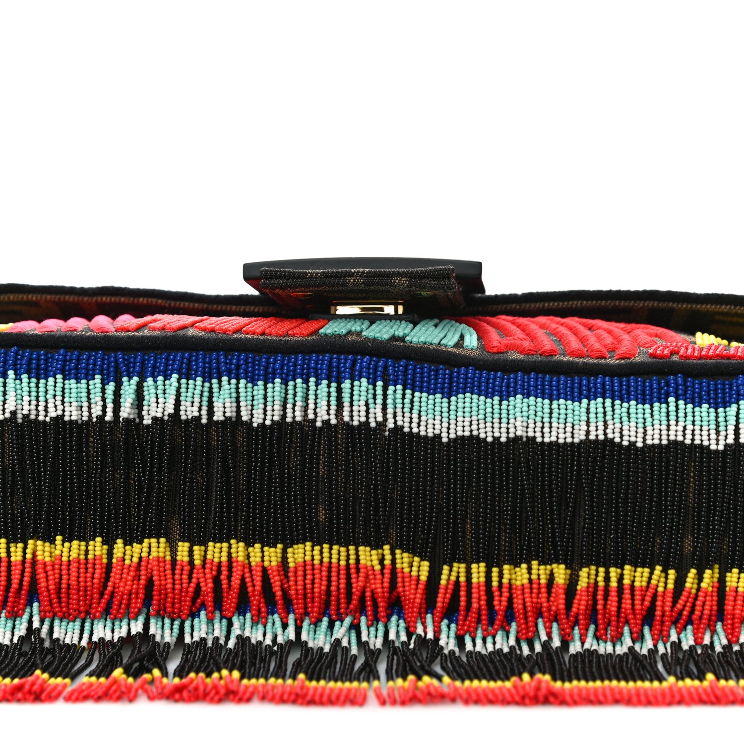 Fendi X PREF Zucca Beaded Roma Amor Baguette Tobacco Multicolor 10 of 10
