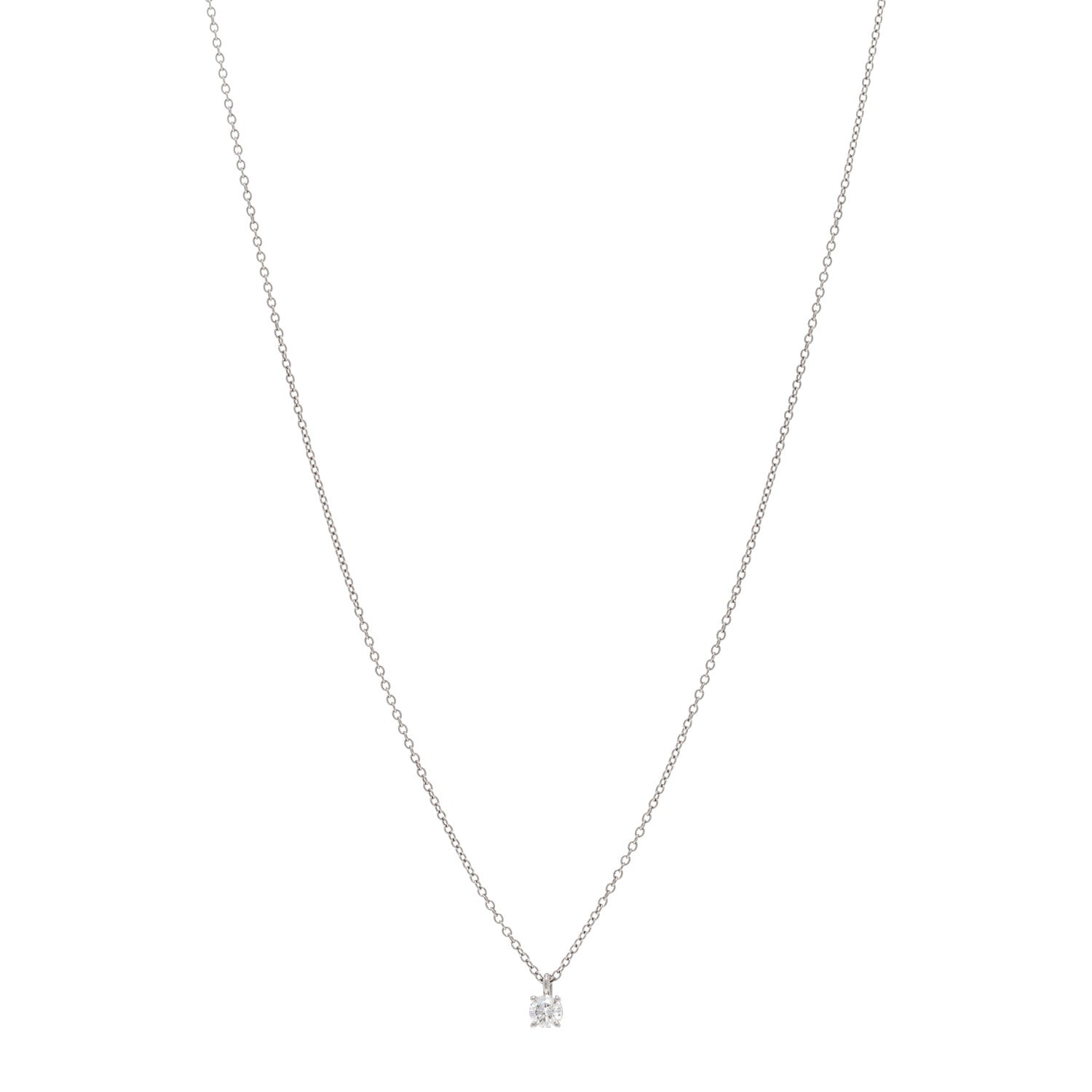 Tiffany Platinum Diamond .17ct Solitaire Pendant Necklace 1 of 5