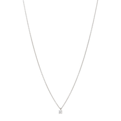 Tiffany Platinum Diamond .17ct Solitaire Pendant Necklace 1 of 5