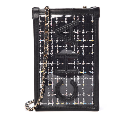 Chanel Tweed PVC Lambskin Clutch With Chain Black 1 of 9