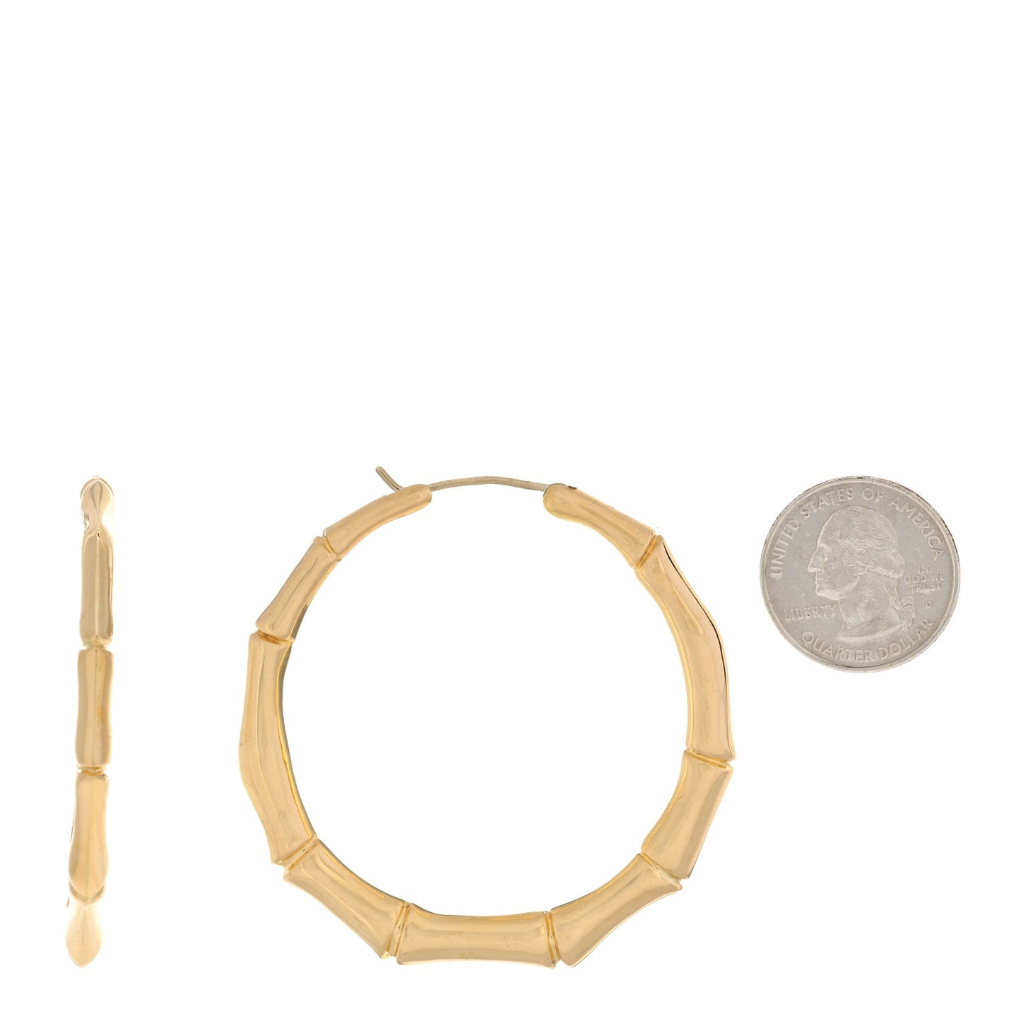 18K Yellow Gold Bamboo Hoop Earrings