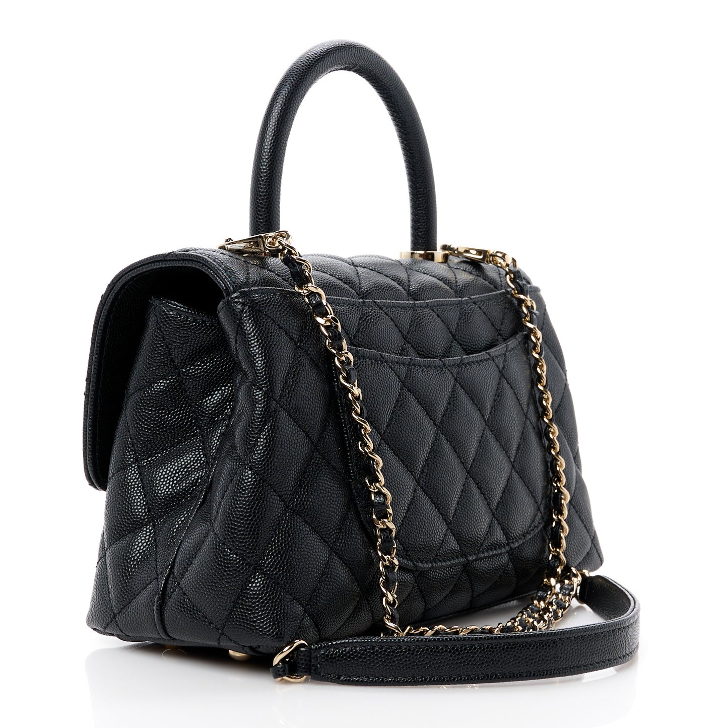 Caviar Quilted Mini Coco Handle Flap Black