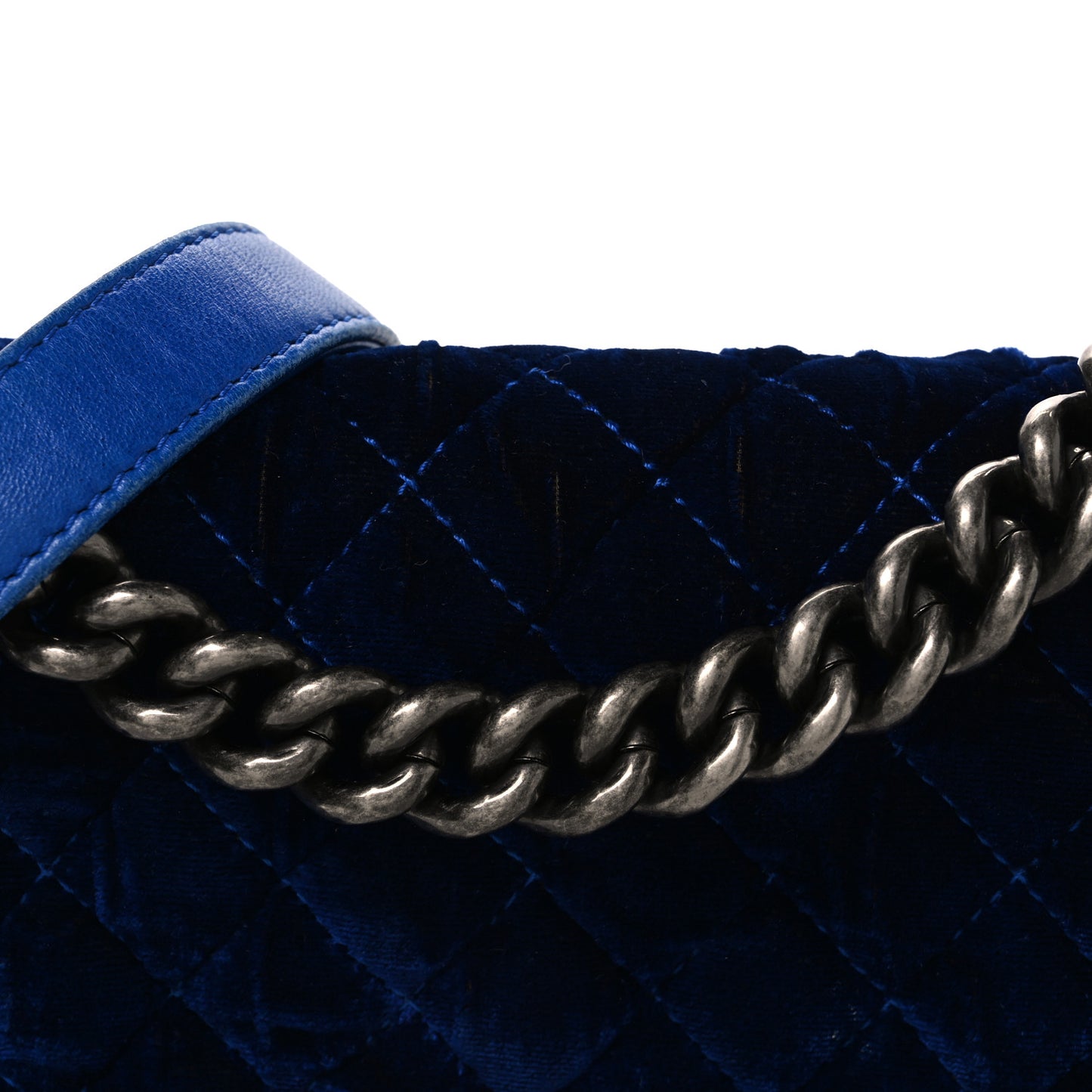 Velvet Quilted Small Boy Flap Blue