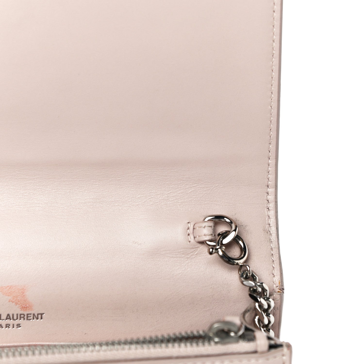 Saint Laurent Smooth Calfskin Classic Monogram Kate Tassel Chain Wallet Nude Powder 13 of 16