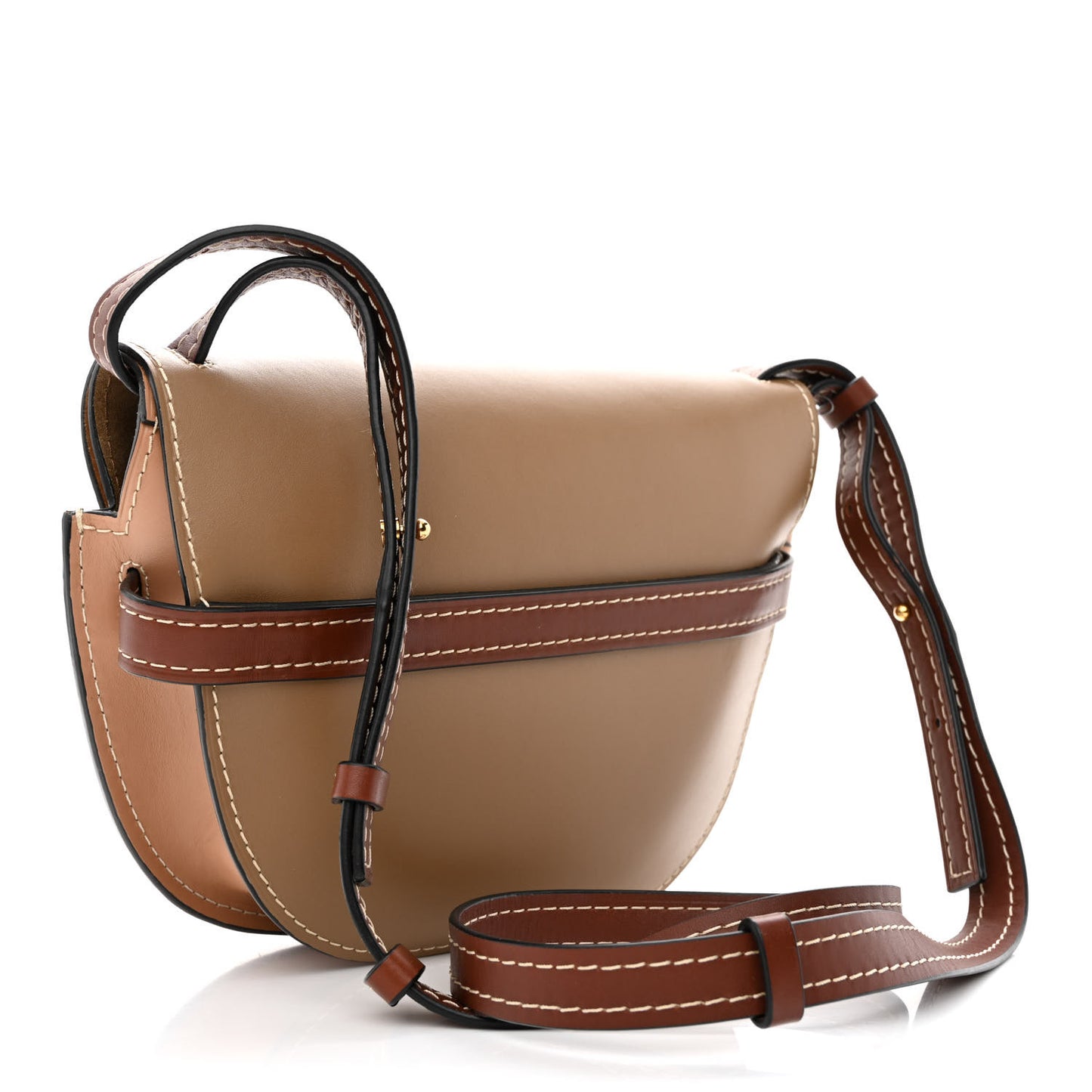 Calfskin Small Gate Crossbody Bag Mocca Powder