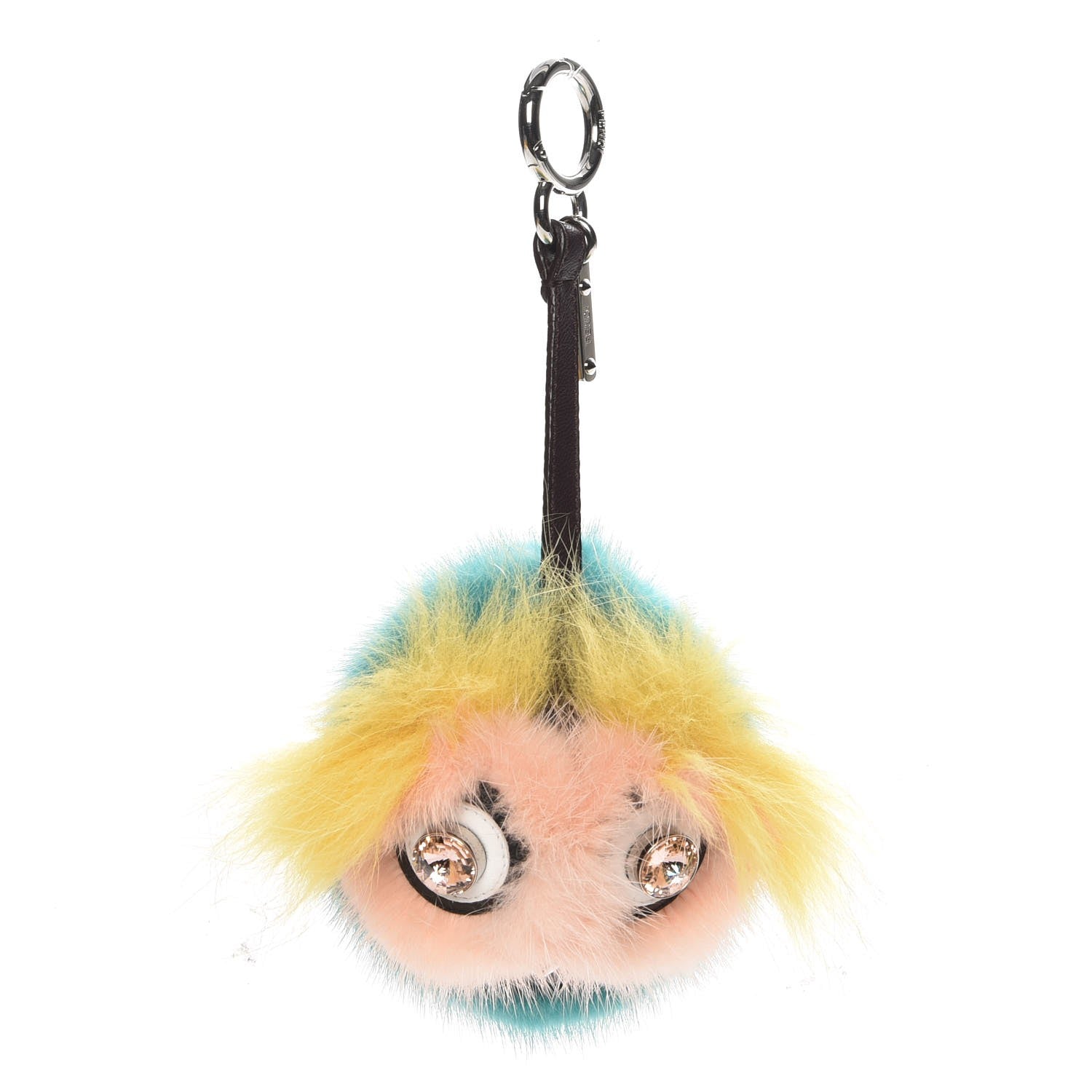 Fendi Shiny Nappa Mink Fox Fur Crystal QuTweet Dazzling Bag Bug Charm Bordeaux Seashell Multicolor 1 of 4