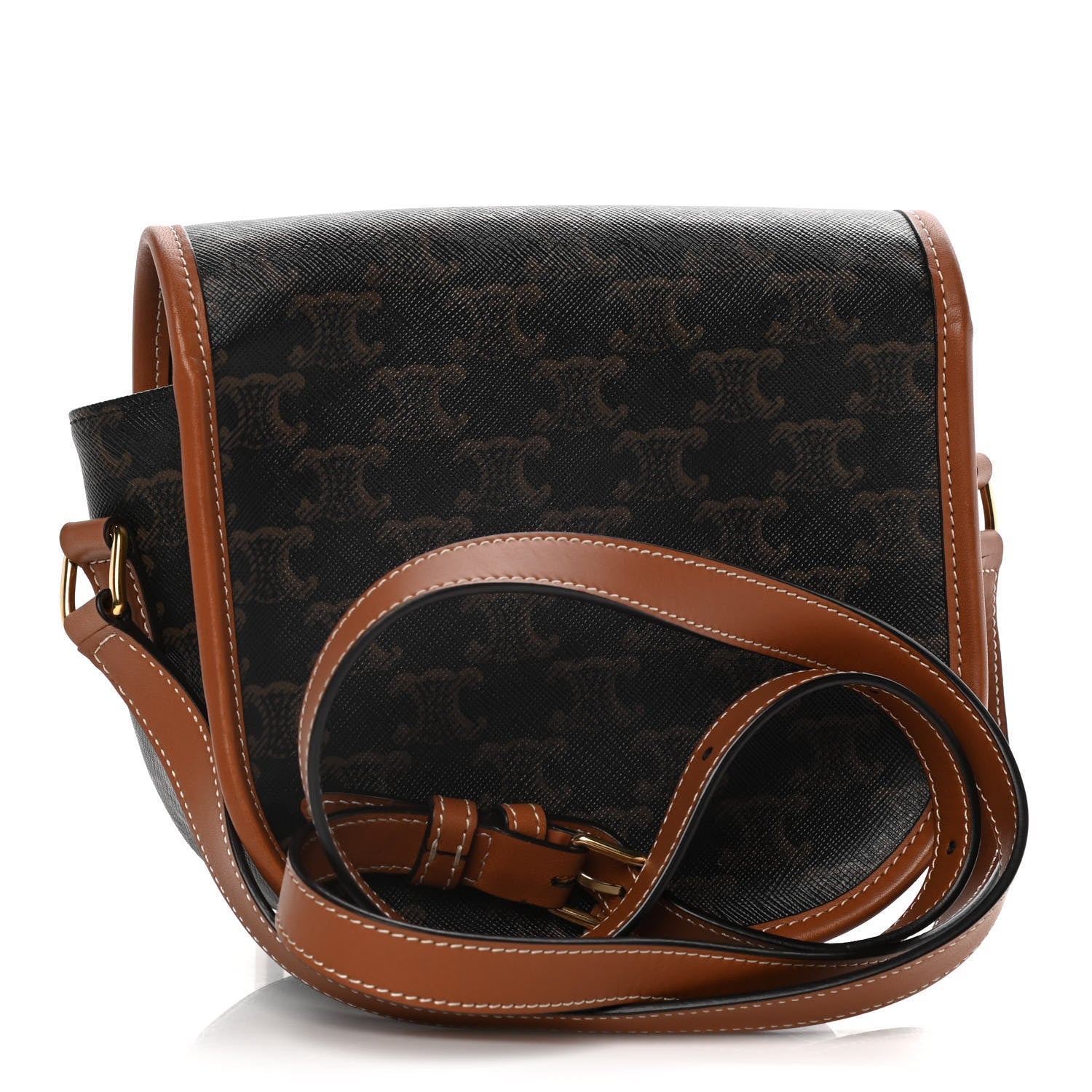 Celine Triomphe Canvas Folco Bag Tan 4 of 13