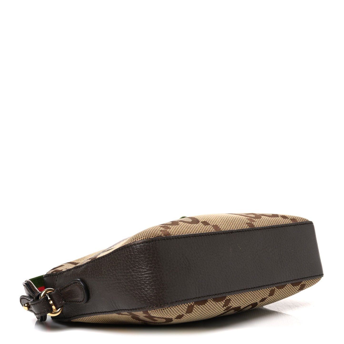 Monogram Jumbo GG Textured Dollar Calfskin Web Messenger Shoulder Bag Camel Ebony New Acero