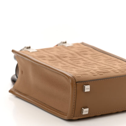 Fendi Technical Fabric Vitello Ceylon Plexiglass FF Mini Fendi Sunshine Shopper Tote Sand 9 of 10
