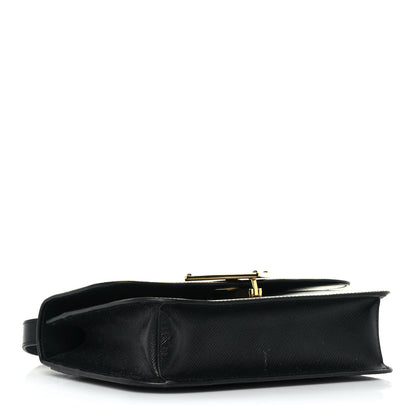 Prada Saffiano Cuir Triangle Embleme Flap Shoulder Bag Black 4 of 12