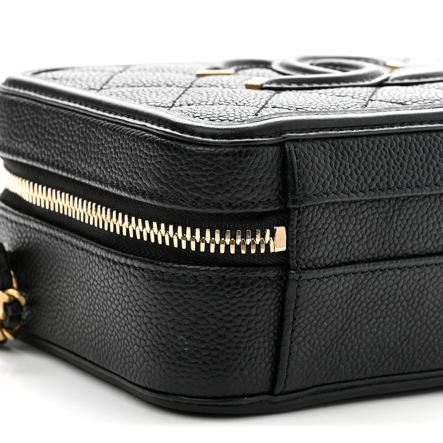 Caviar Quilted Small CC Filigree Vanity Case Black