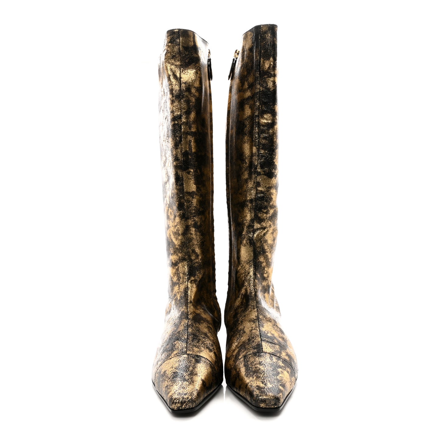 Laminated Goatskin High Boots 40 Gold
