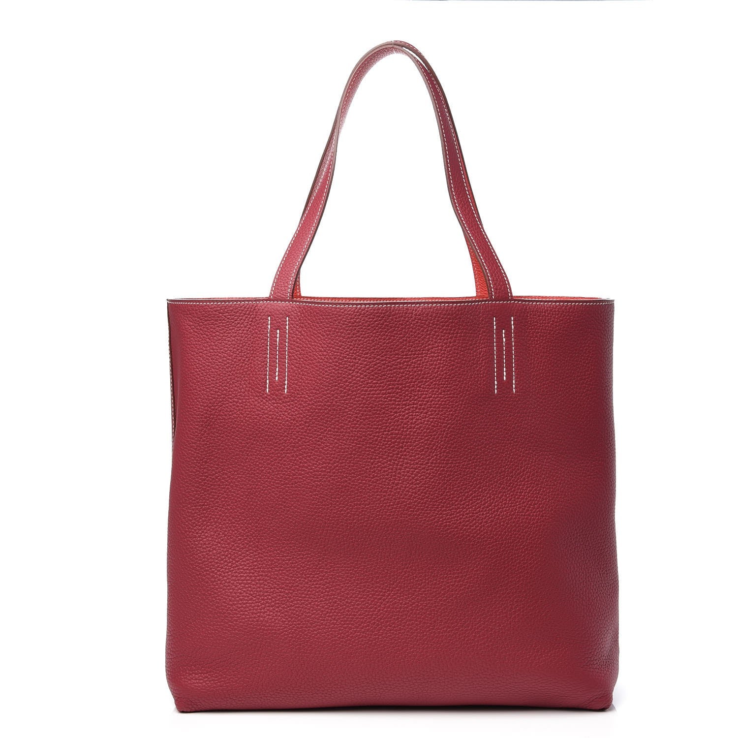 Hermes Taurillon Clemence Double Sens 45 Reversible Tote Rubis Bougainvillea 4 of 12