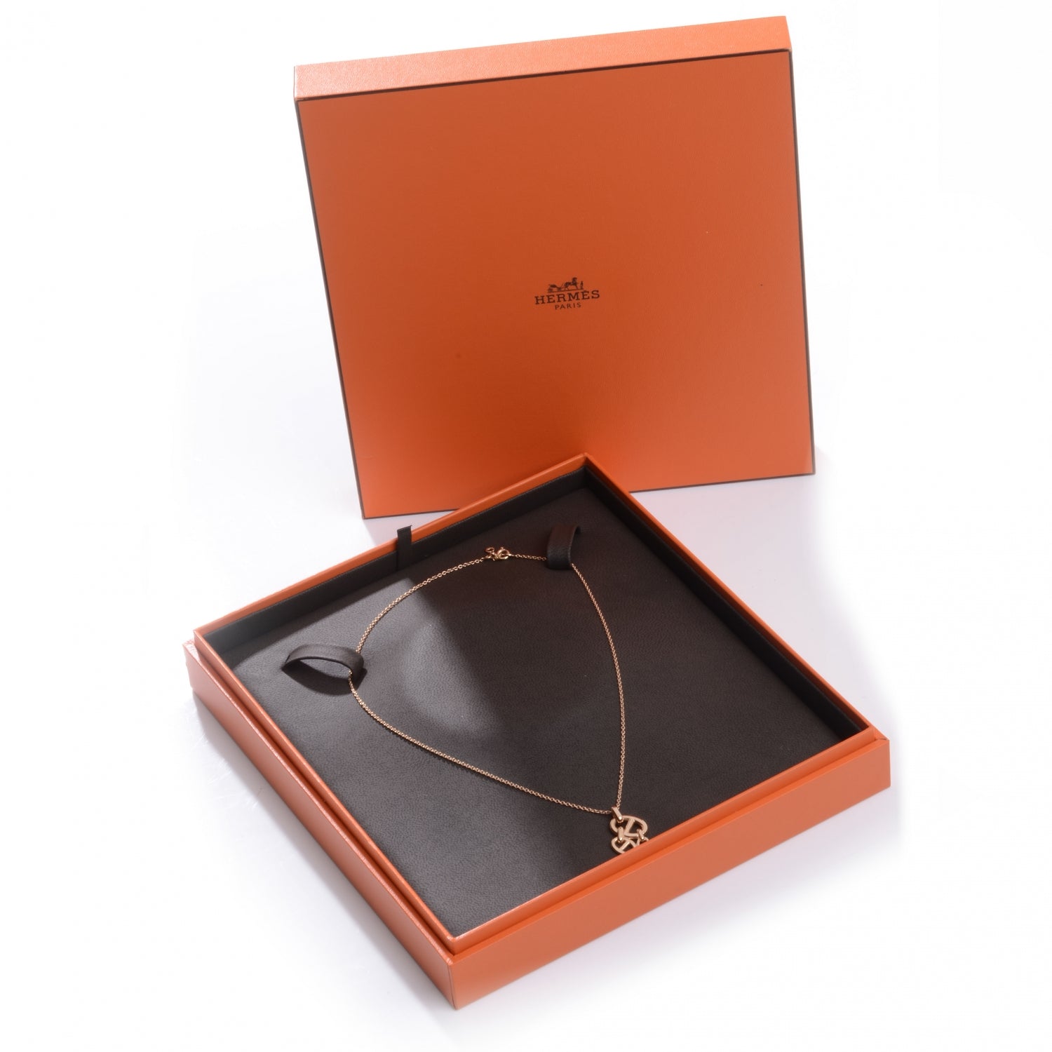Hermes 18K Rose Gold and Diamond Chaine D Ancre Enchainee Necklace MM 3 of 5