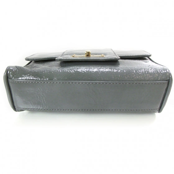 Textured Patent Chain Bag Fog