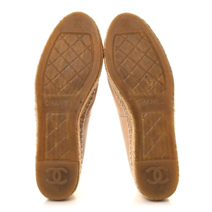 Chanel Lambskin CC Espadrilles 37 Beige Black 6 of 9
