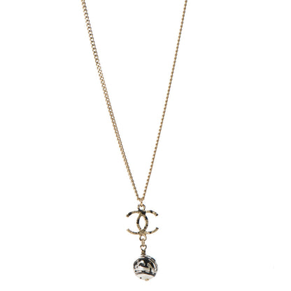 Chanel Pearl CC Drop Necklace Gold Black 1 of 5