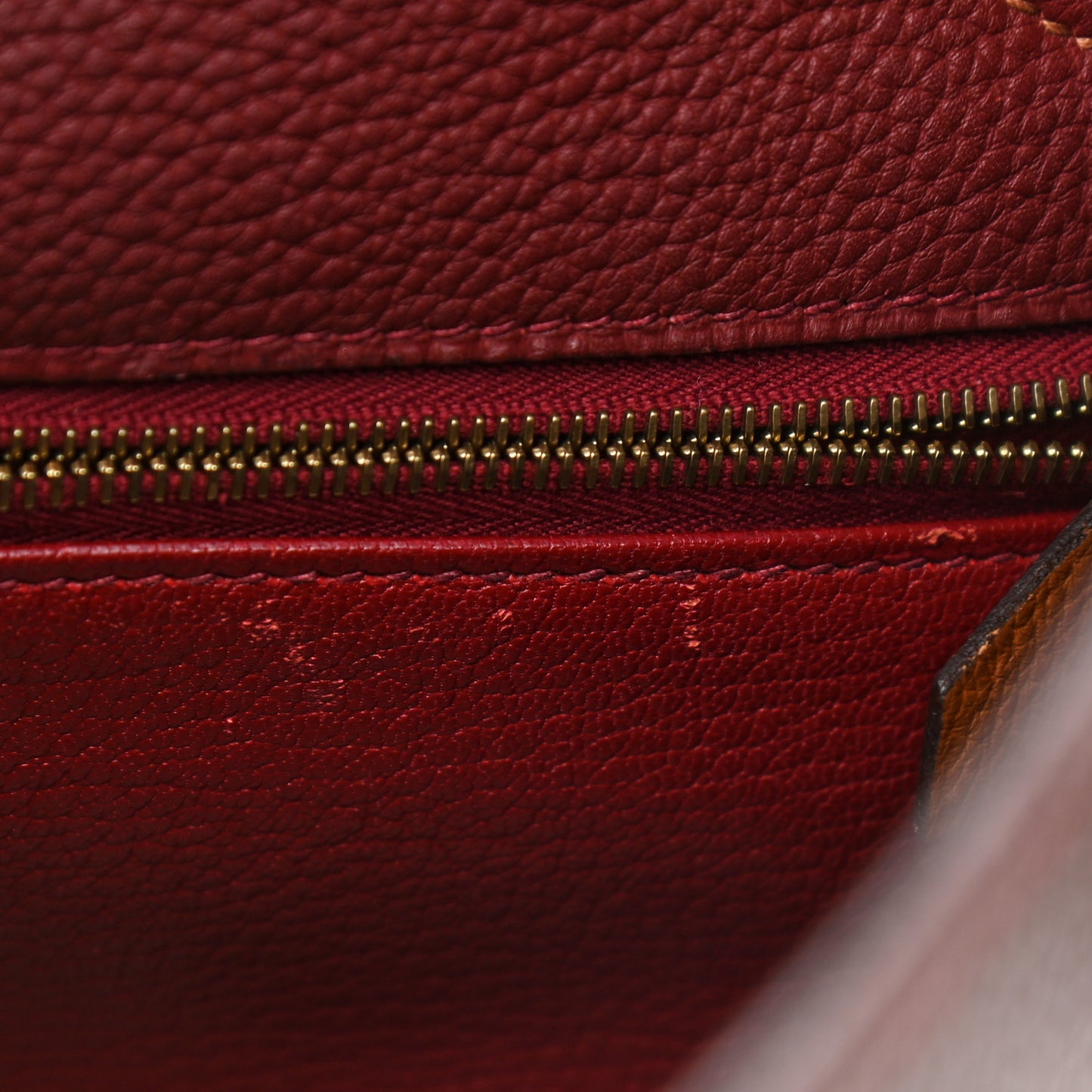 Togo Tri-Color Kelly Retourne 32 Rouge H Gold Havane