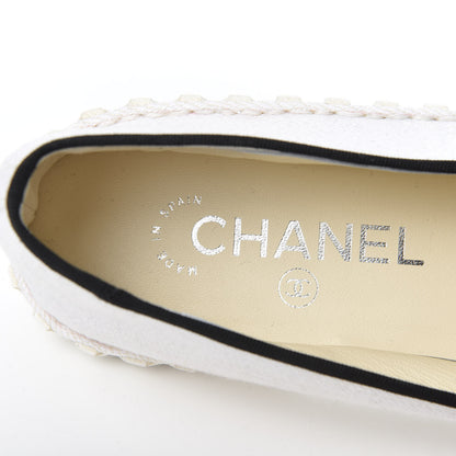 Chanel Fabric Chain CC Mocassin Loafer 40 White Navy 8 of 11