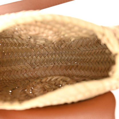 Chloe Raffia Small Grain Calfskin Small Marcie Basket Crossbody Tan 5 of 12