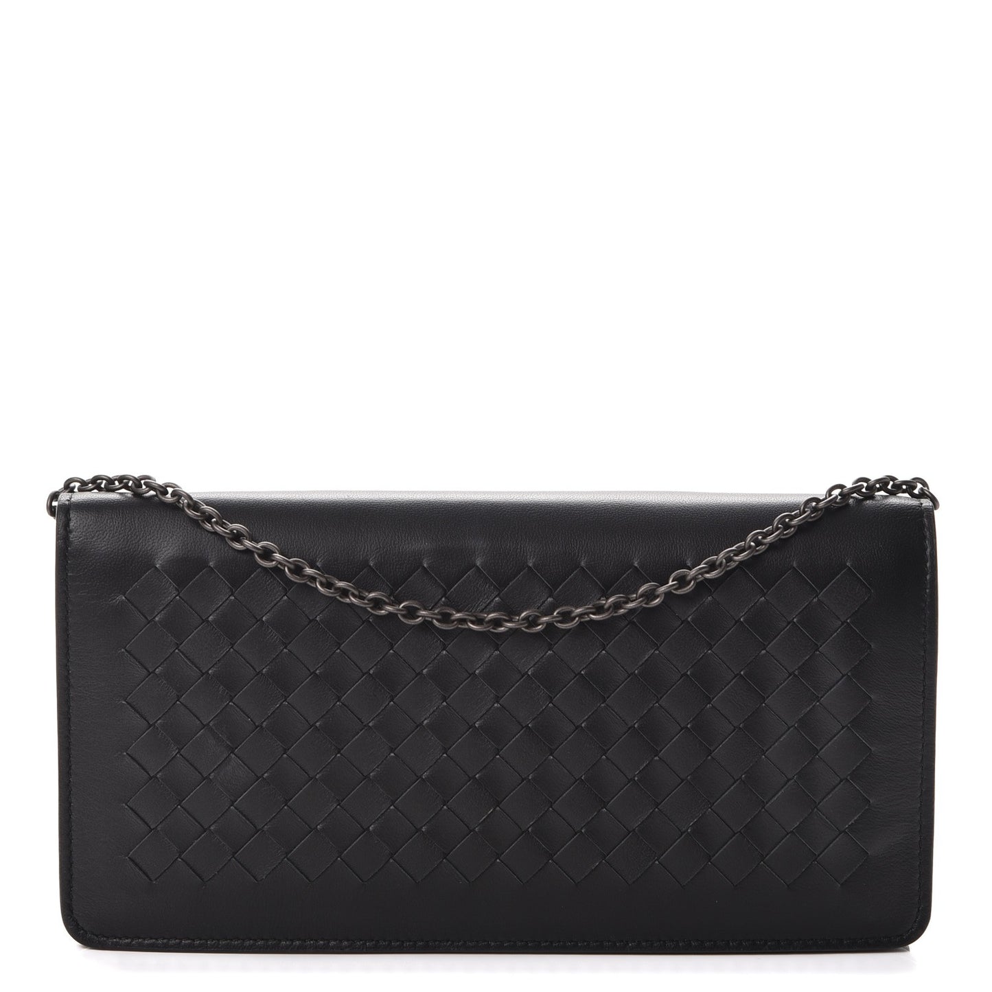 Nappa Intrecciato Continental Chain Wallet Nero Black