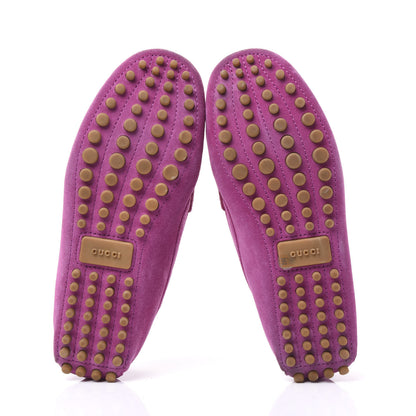 Gucci Suede Womens Horsebit Driver Loafer 35.5 New Rosette 5 of 9
