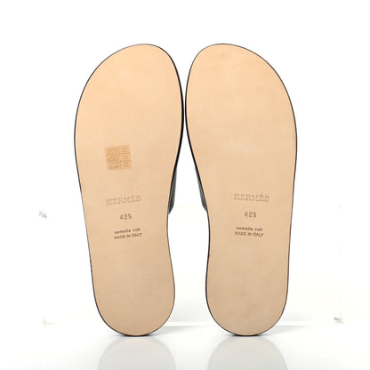 Hermes Calfskin Mens Izmir Sandals 42.5 Moka 4 of 4