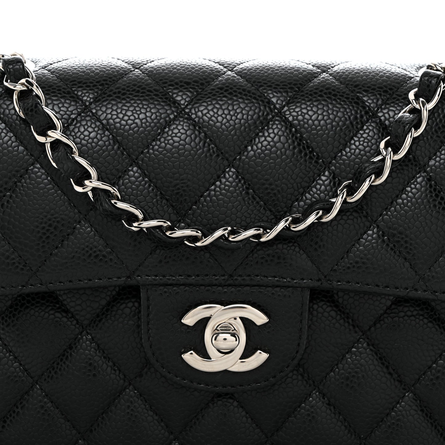 Caviar Quilted Small Double Flap Black
