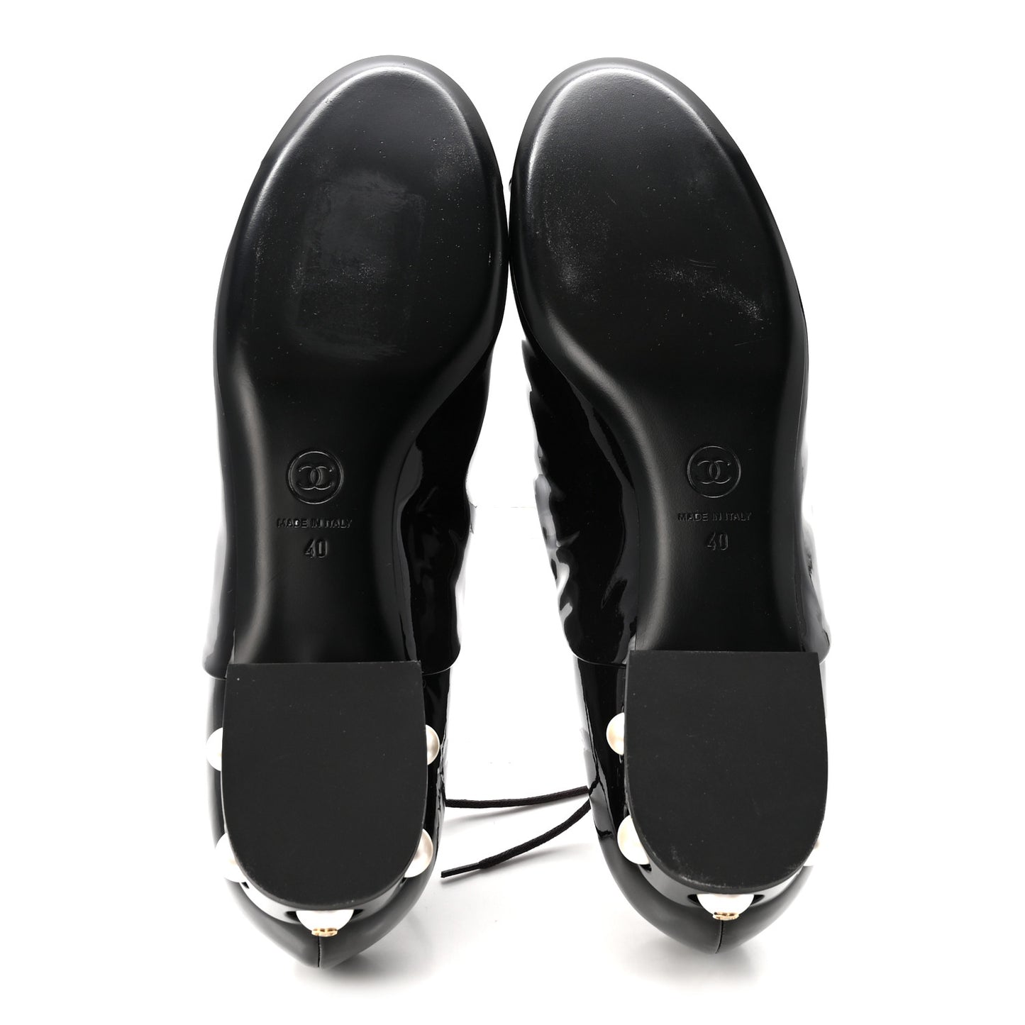 Patent Calfskin Pearl CC Lace Up Oxfords 40 Burgundy Black