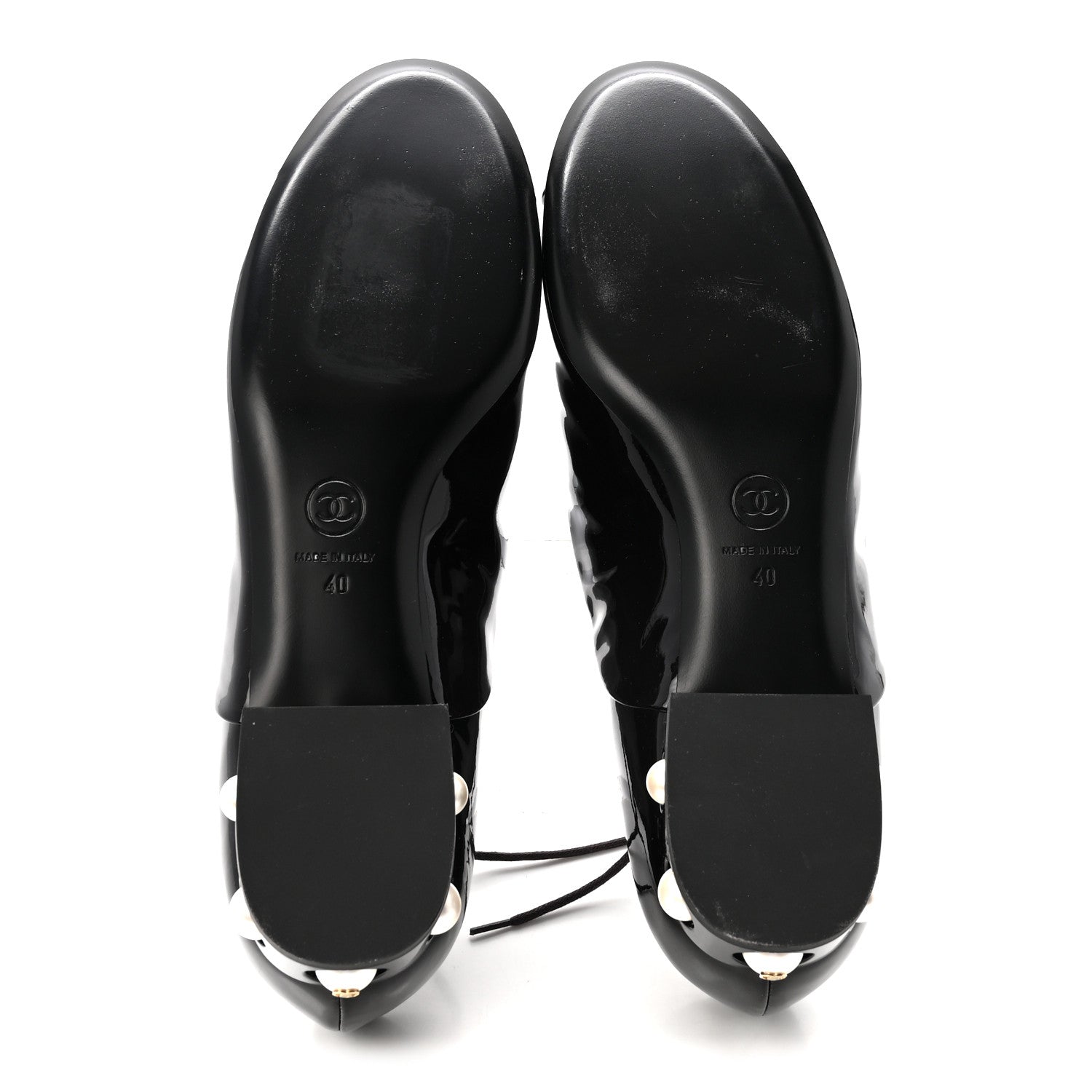 Chanel Patent Calfskin Pearl CC Lace Up Oxfords 40 Burgundy Black 6 of 9