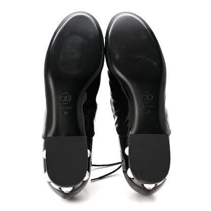 Chanel Patent Calfskin Pearl CC Lace Up Oxfords 40 Burgundy Black 6 of 9