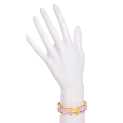 Hermes Narrow Enamel H Bracelet GM Rose Dragee 2 of 6